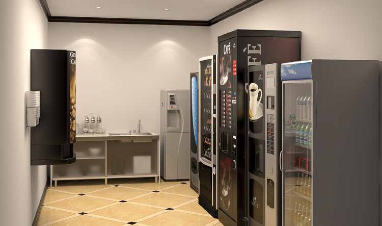 Coffee room with coffee machines and a refrigerator