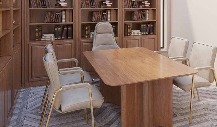 The Rov's study with a conference table and bookcases